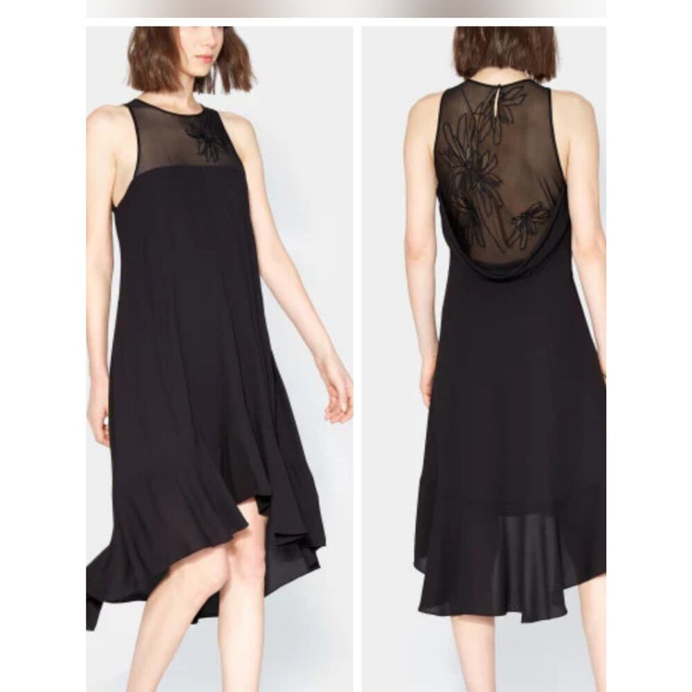 Halston Heritage Black Hi-Low Swing Dress